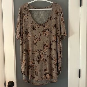 Maurices Women's 24/7 Purple/Brown Floral Shirt